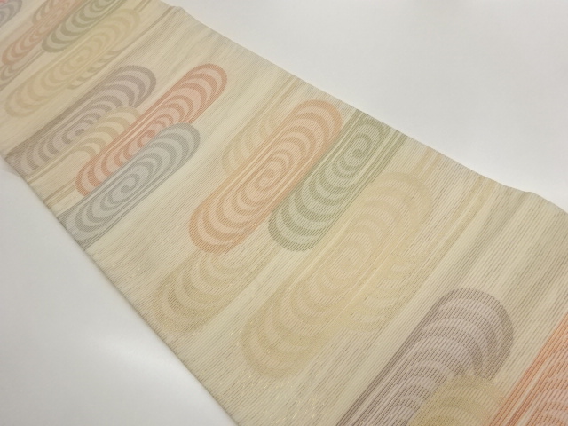 JAPANESE KIMONO / RO-KAWARI FLOWING WATER PATTERN WOVEN FUKURO OBI